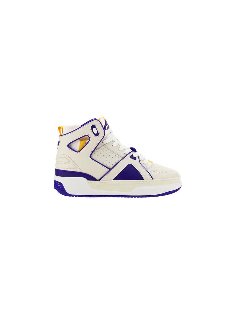 Just Don Men's  White Leather Hi Top Sneakers商品第1张图片规格展示