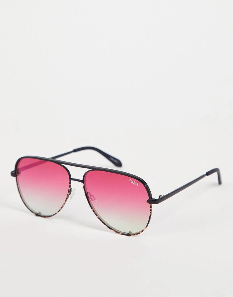 商品Quay|Quay X Love Island High Key aviator sunglasses in black coral,价格¥279,第1张图片