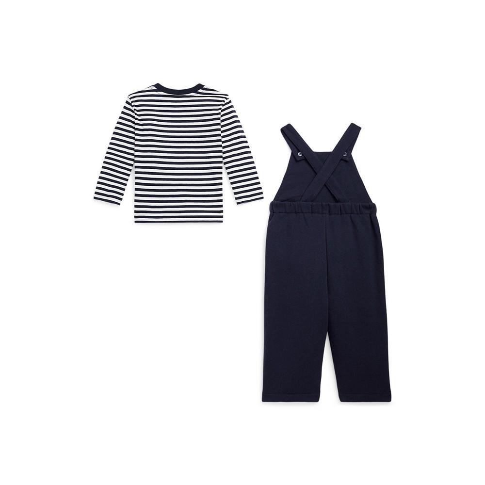 商品Ralph Lauren|Baby Boys Striped Jersey T-shirt and Fleece Overall Set, 2 Piece,价格¥522,第4张图片详细描述
