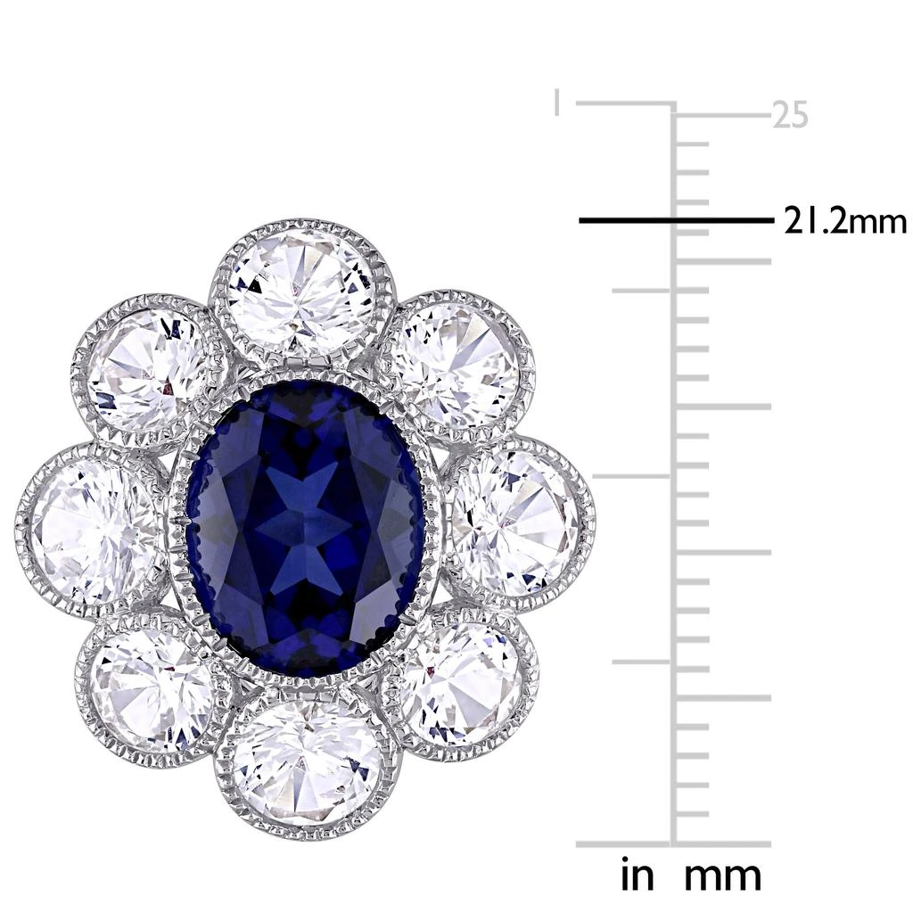 商品Mimi & Max|8 3/5 CT TGW Created Blue and Created White Sapphire Floral Ring in 10K White Gold,价格¥4451,第3张图片详细描述