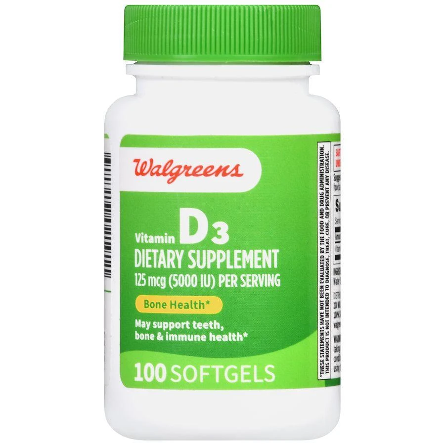 商品Walgreens|Vitamin D3 125 mcg Softgels (100 days),价格¥100,第2张图片详细描述