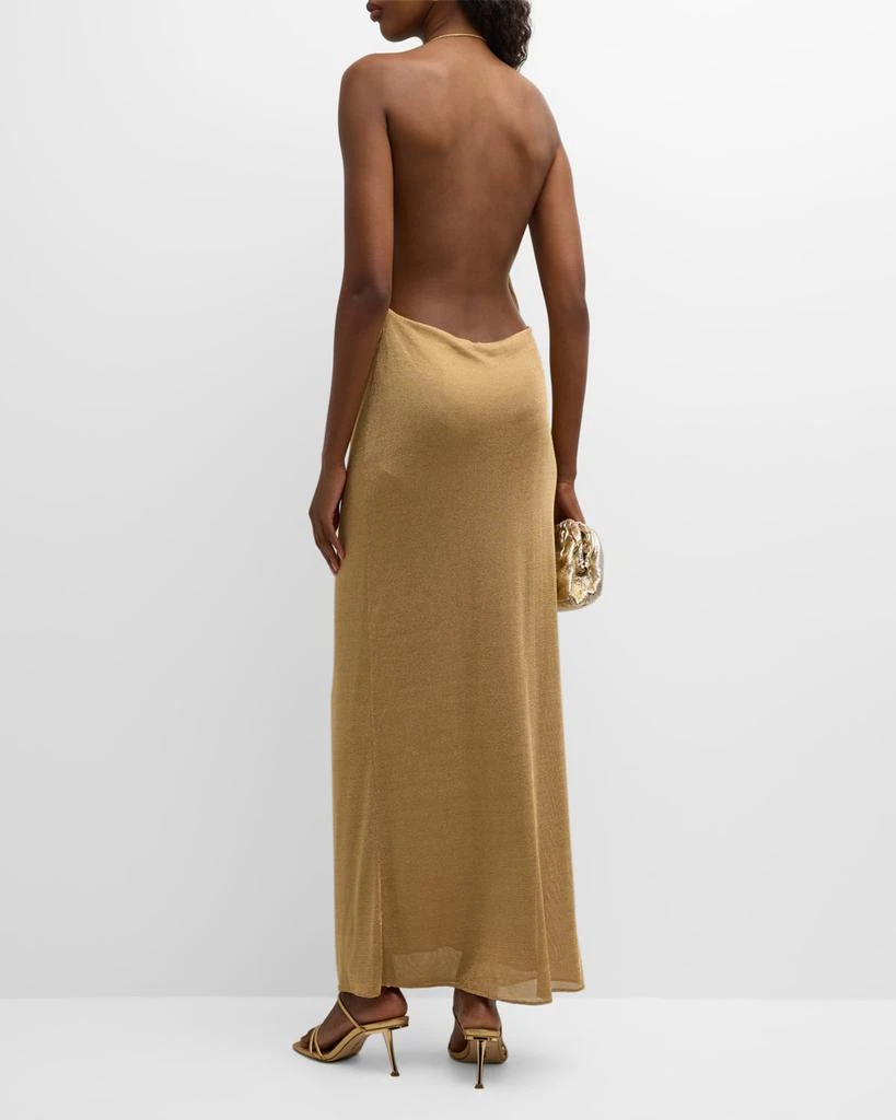 商品KOLTSON|Luxury Metallic Jersey Draped Plunging Wrap Gown,价格¥23240,第4张图片详细描述