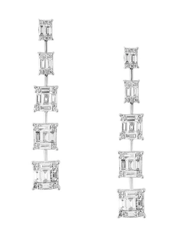 商品Effy|14K White Gold & 1.32 TCW Diamond Drop Earrings,价格¥16924,第2张图片详细描述