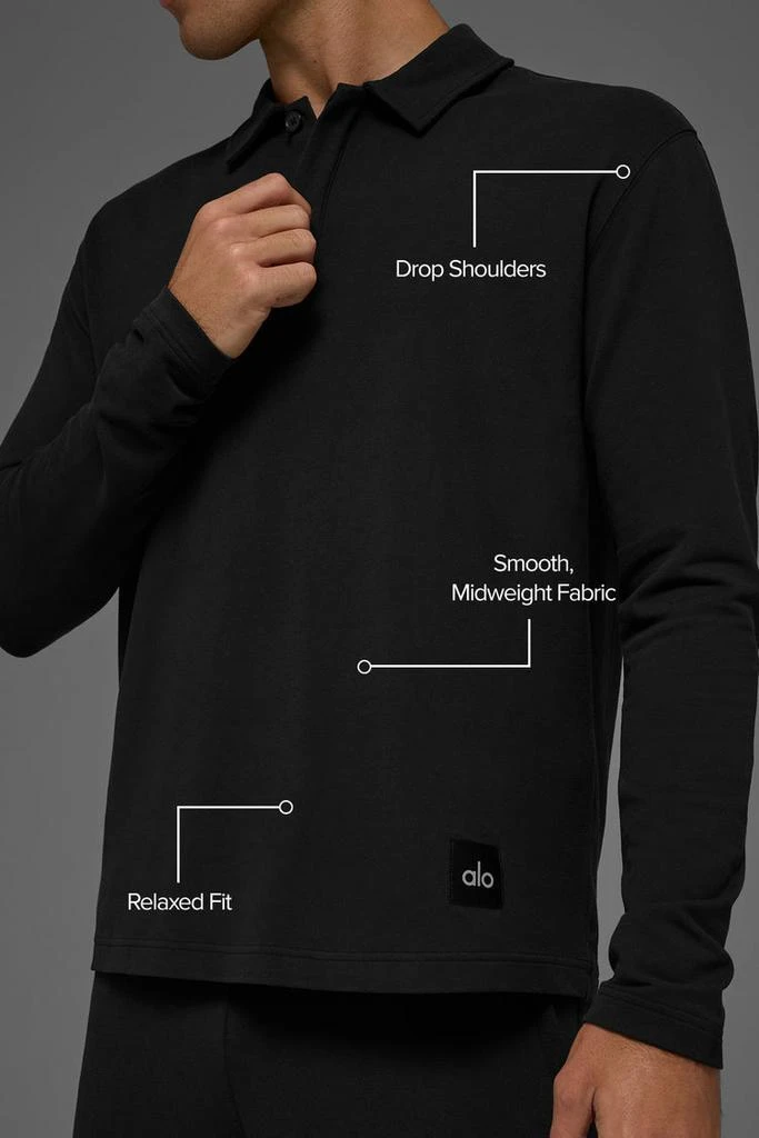 商品Alo|Double Take Long Sleeve Polo - Black,价格¥821,第2张图片详细描述