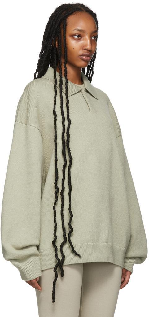 商品Essentials|Green Knit Long Sleeve Polo,价格¥559,第4张图片详细描述