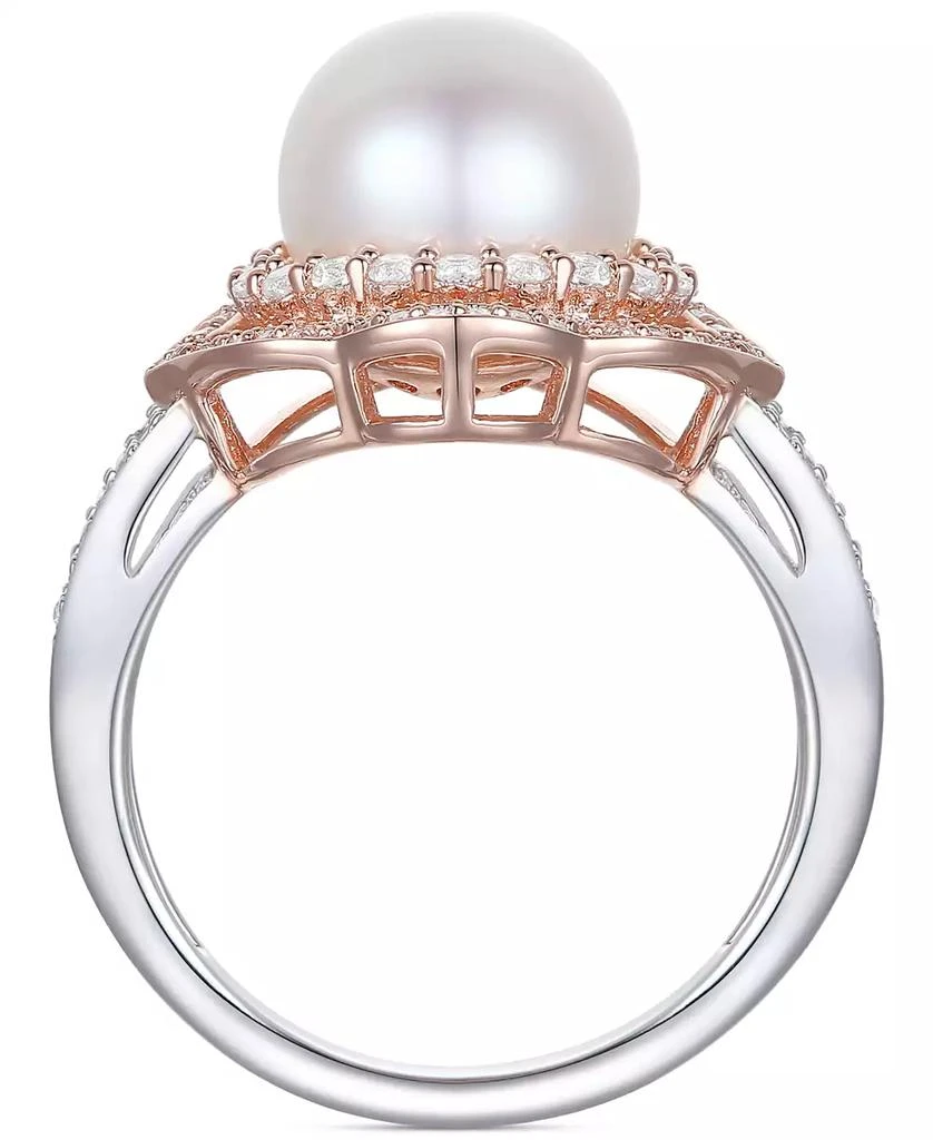 商品Macy's|Cultured Freshwater Pearl (9mm) & Diamond (1/2 ct. t.w.) Ring in 10k Rose & White Gold,价格¥3586,第3张图片详细描述