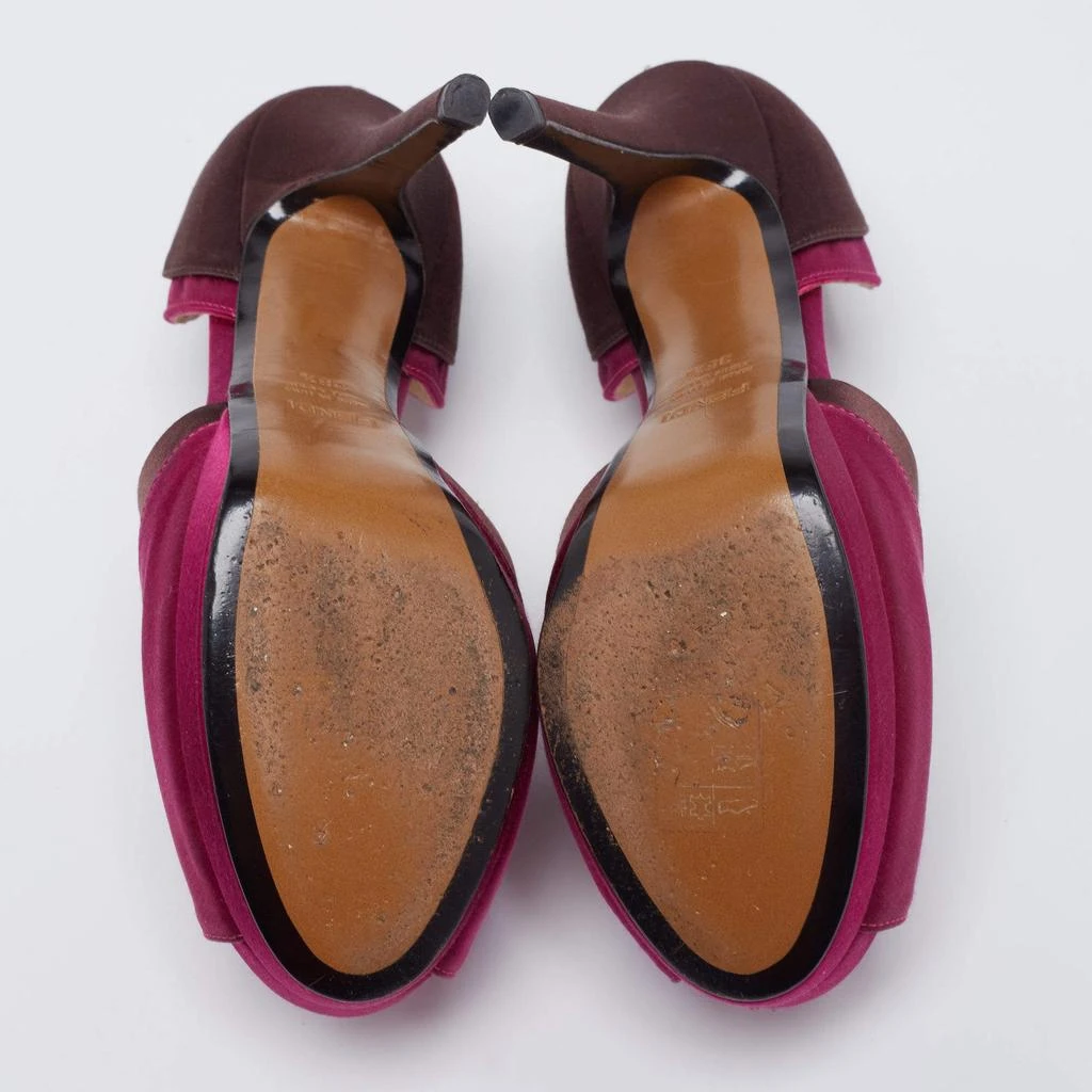 Fendi Magenta/Brown Satin Anemone D'orsay Peep-Toe Platform Pumps Size 38.5 商品