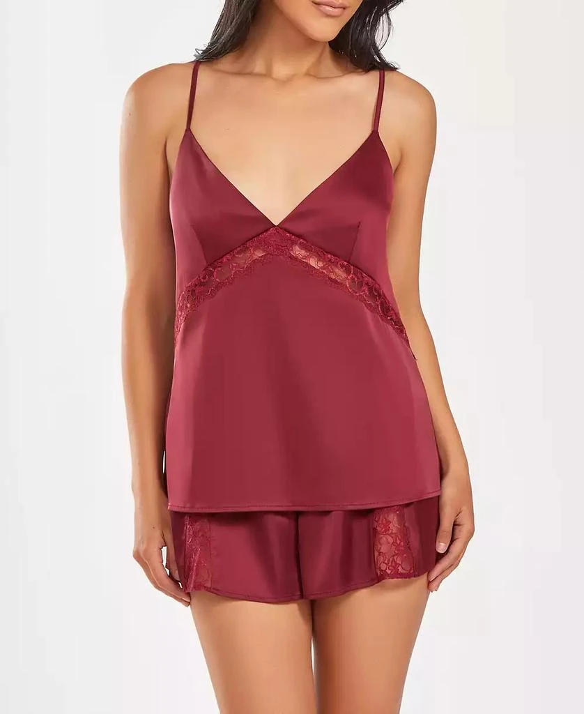 商品iCollection|Women's Silky 2 Piece Camisole and Shorts Pajama Set in Lace Trims,价格¥354,第1张图片