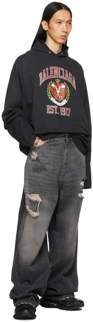 商品Balenciaga|Black College Hooded Long Sleeve T-Shirt,价格¥3106,第6张图片详细描述
