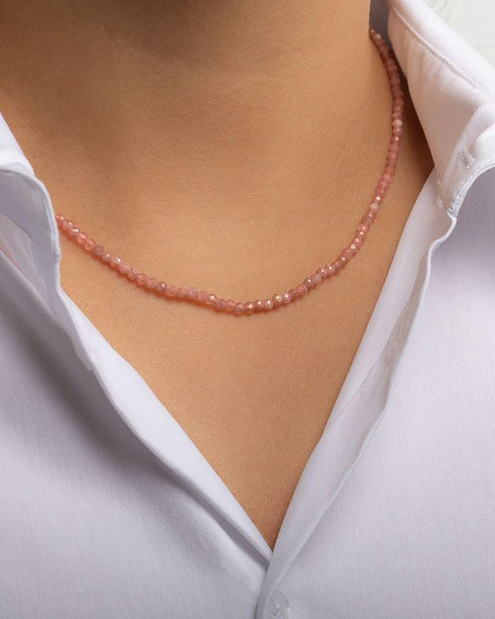 商品Zoe Lev|14K Yellow Gold Pink Rhodochrosite Collar Necklace, 14-16",价格¥1488,第2张图片详细描述