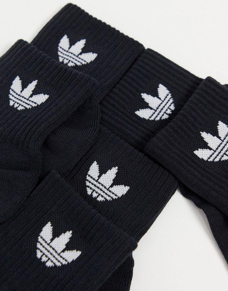 adidas Originals 3 pack ankle socks in black with trefoil商品第2张图片规格展示