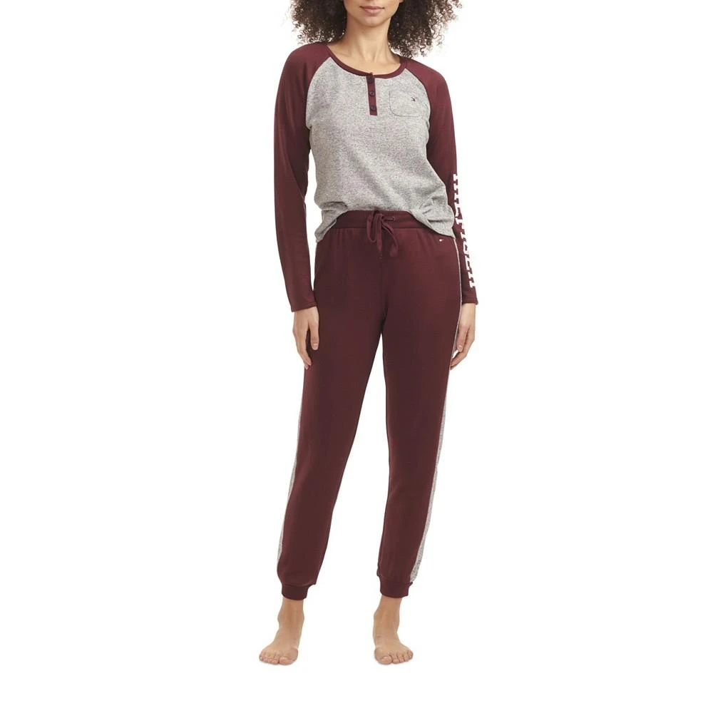 商品Tommy Hilfiger|Women's 2 Piece Long Sleeve Henley Jogger Set,价格¥240,第3张图片详细描述