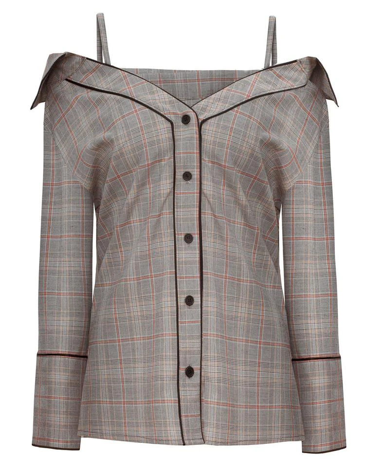 商品Pixie Market|Stella Plaid Strappy OTS Shirt,价格¥768,第4张图片详细描述