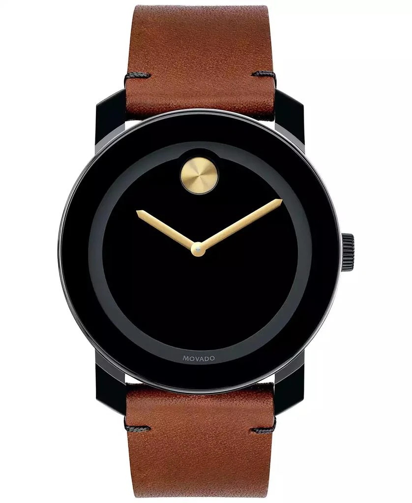 商品Movado|摩凡陀Movado Unisex Swiss Bold Rustic Brown Leather Strap Watch 42mm 3600305,价格¥2568,第1张图片