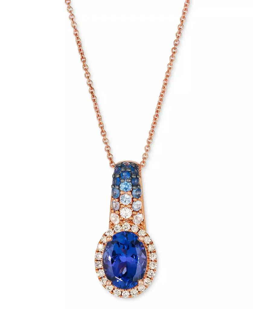 商品Le Vian|Blueberry Tanzanite (1-5/8 ct. t.w.), Denim Ombré (1/4 ct. t.w.), White Sapphire (1/10 ct. t.w.) & Nude Diamond (1/6 ct. t.w.) 20" Adjustable Pendant Necklace in 14k Rose Gold,价格¥40109,第1张图片