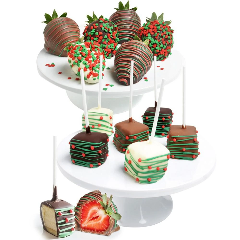 商品Chocolate Covered Company|Holiday Belgian Chocolate Strawberries and Cheesecake Pops - 12 Pc,价格¥419,第1张图片