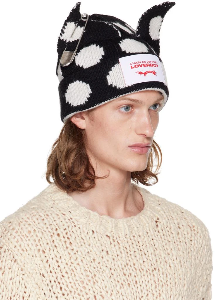 商品Charles Jeffrey Loverboy|SSENSE Exclusive Black Chunky Punk Ears Beanie,价格¥1232,第2张图片详细描述