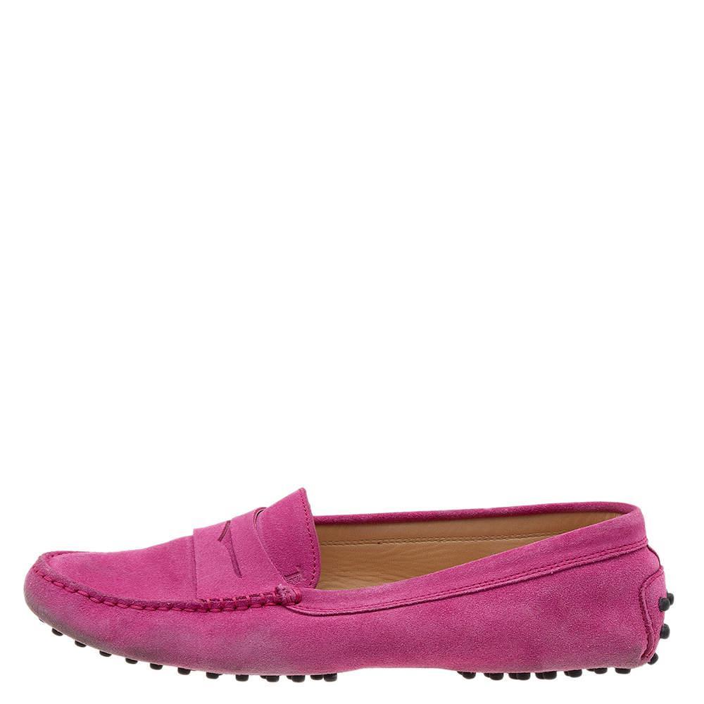 商品[二手商品] Tod's|Tod's Pink Suede Penny Slip Loafers Size 39,价格¥2034,第4张图片详细描述