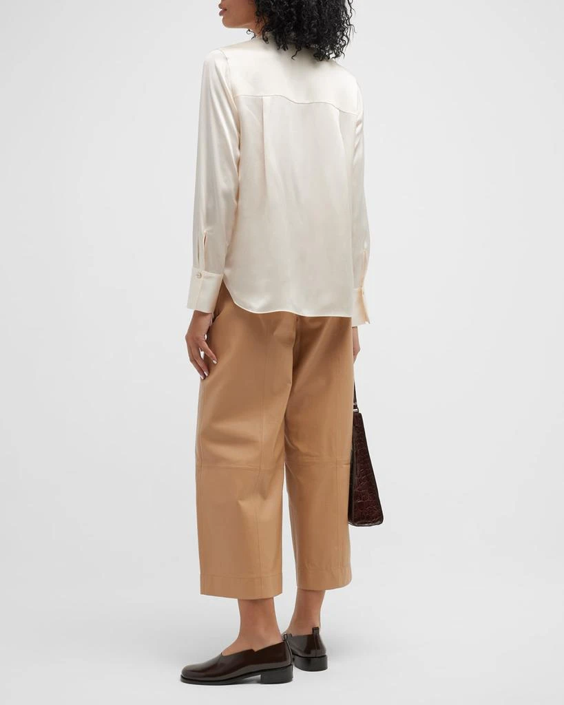 Band-Collar Slim-Fit Silk Blouse 商品