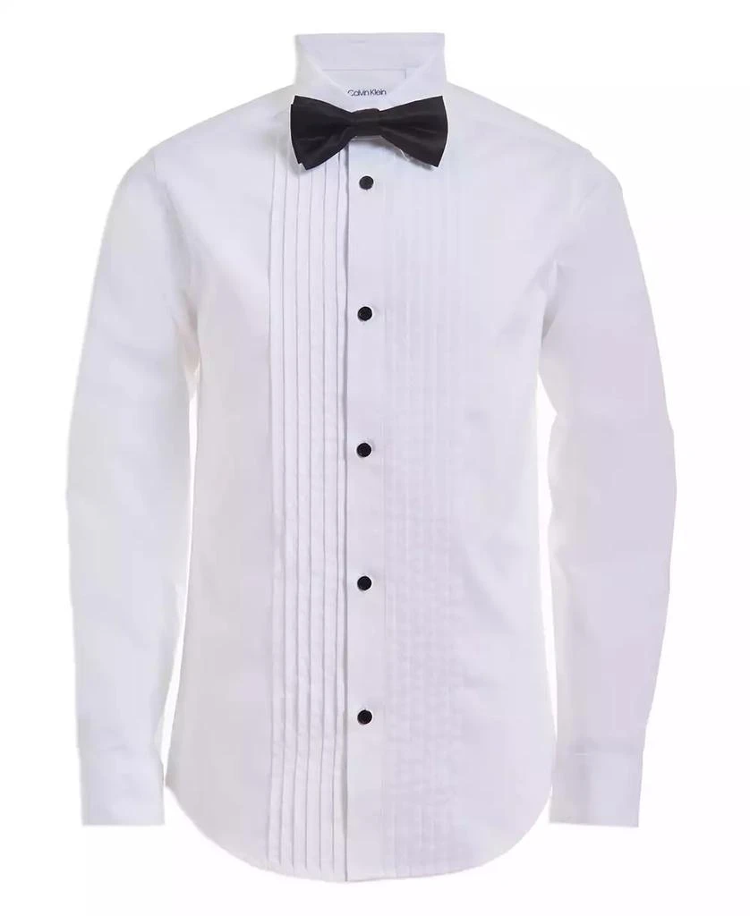 商品Calvin Klein|Big Boys Husky Tuxedo Shirt and Bow Tie Box Set,价格¥240,第2张图片详细描述