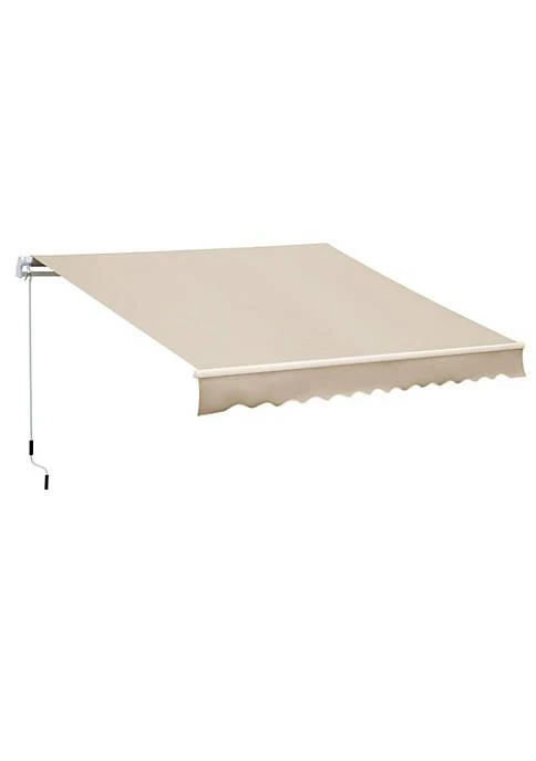 商品belk|12 X 8 Outdoor Patio Manual Retractable Exterior Window Awning Sunshade Shelter With Durable Pu Design Cream White,价格¥1979,第1张图片