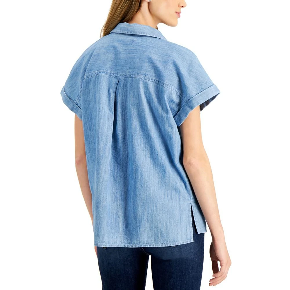 商品Style & Co|Petite Chambray Camp Shirt, Created for Macy's,价格¥119,第2张图片详细描述