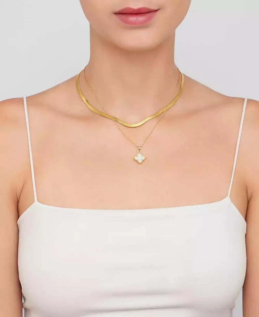 商品ADORNIA|16-18" Adjustable 14K Gold Plated Flower Imitation Mother of Pearl Necklace,价格¥192,第2张图片详细描述