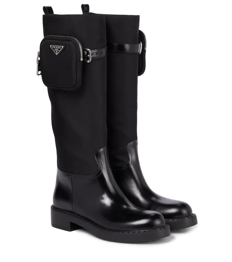 商品Prada|Leather, nylon and rubber boots,价格¥9077,第1张图片