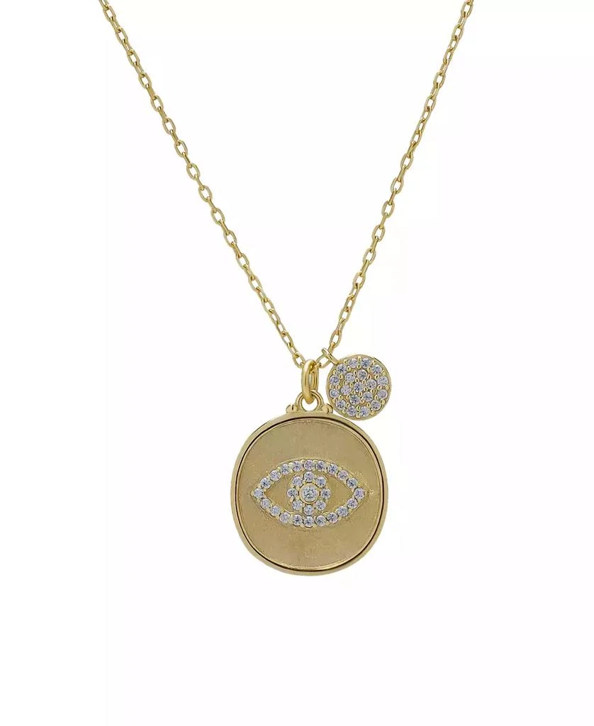 商品Macy's|14K Gold Plated Cubic Zirconia Evil Eye Disk Pendant Necklace,价格¥146,第1张图片