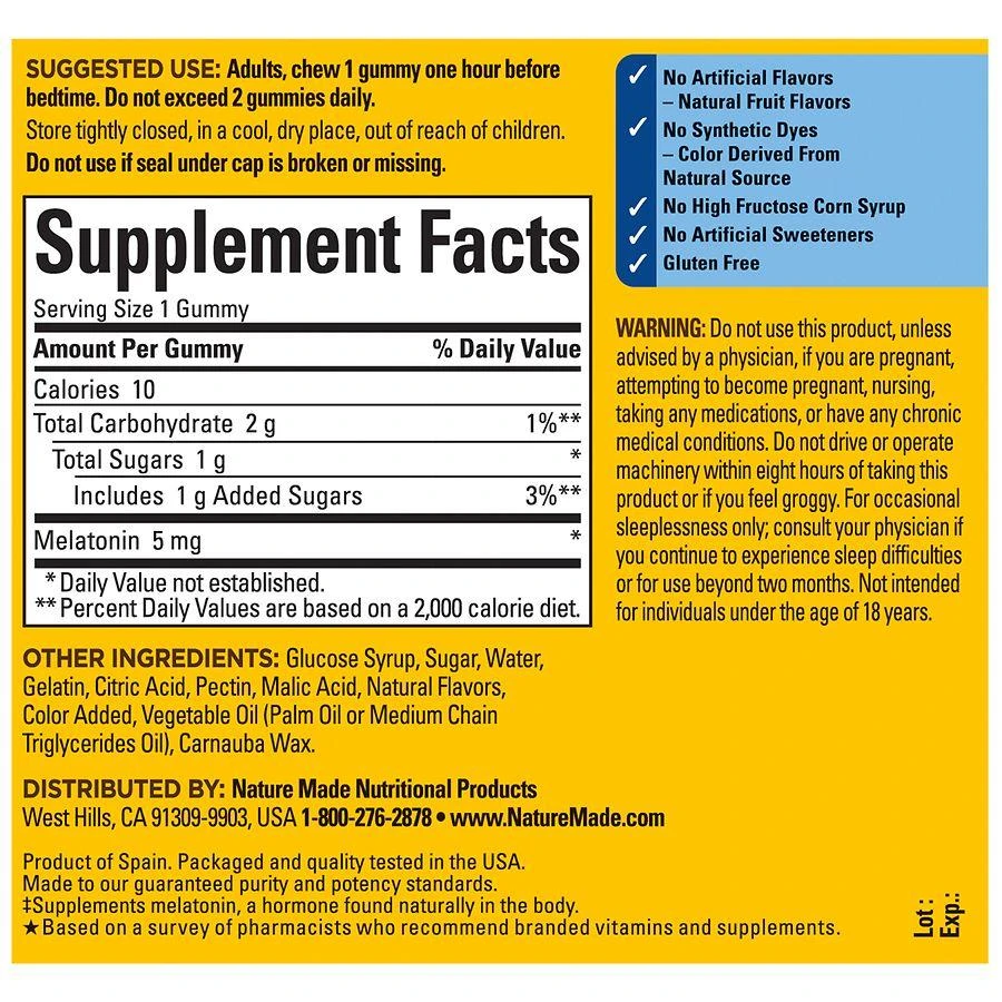商品Nature Made|Melatonin 5 mg Gummies,价格¥127,第3张图片详细描述