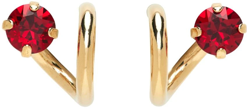 商品Justine Clenquet|SSENSE Exclusive Gold & Red Vickie Earrings,价格¥397,第1张图片