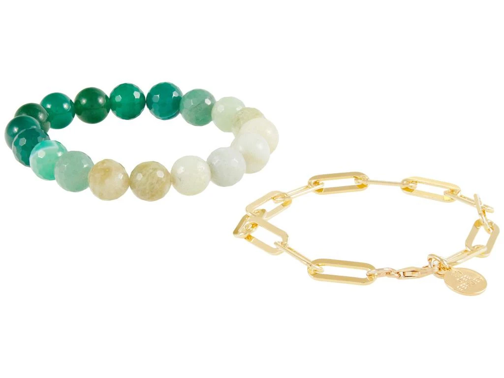 商品Dee Berkley|Green Quartz Ombre and Paperclip Chain Bracelet Stack,价格¥1197,第1张图片