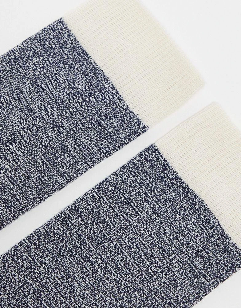 商品ASOS|ASOS DESIGN twist ribbed socks in blue and off-white,价格¥58,第2张图片详细描述