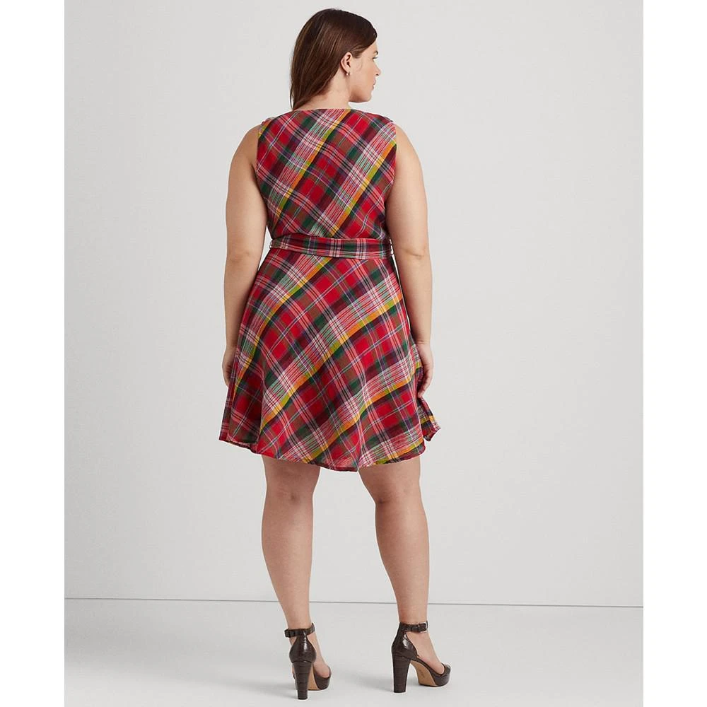 商品Ralph Lauren|Plus-Size Plaid Crinkle Cotton Sleeveless Dress,价格¥696,第2张图片详细描述