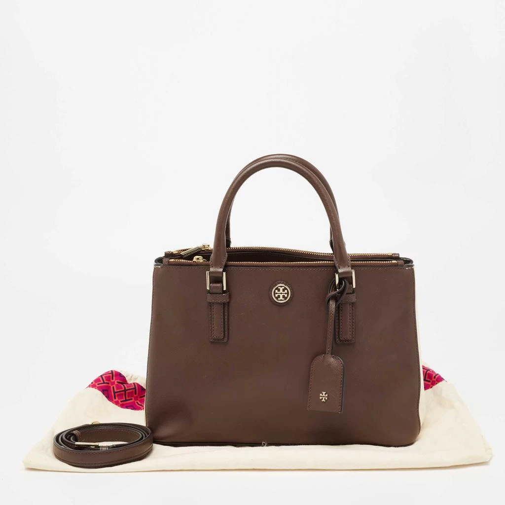 Tory Burch Dark Brown/White Saffiano Leather Robinson Double Zip Tote 商品