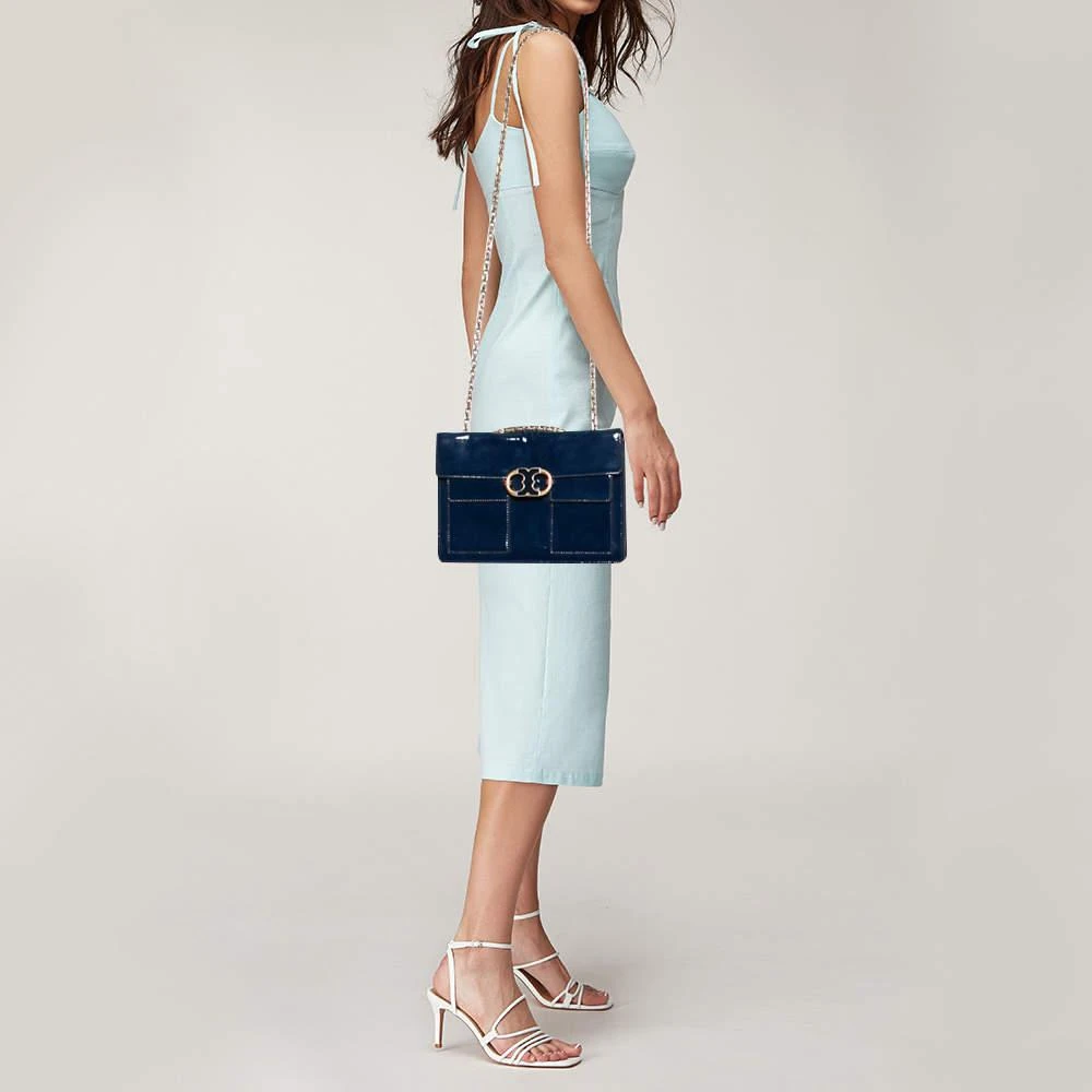 商品[二手商品] Tory Burch|Tory Burch Blue Patent Leather Gemini Link Shoulder Bag,价格¥976,第2张图片详细描述