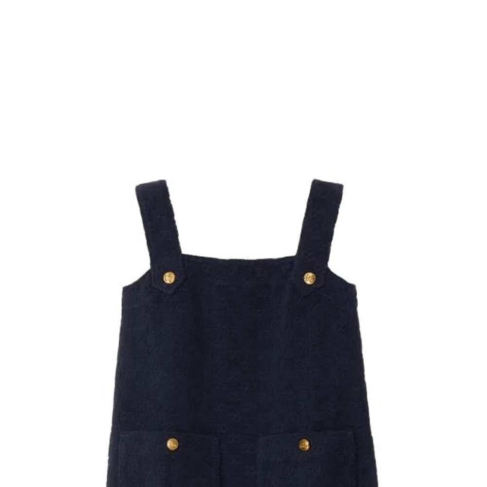 商品[国内直发] Gucci|[预售3天]古驰 SS23 纯色休闲纽扣无袖吊带连衣裙 女款 蓝色,价格¥13114,第6张图片详细描述