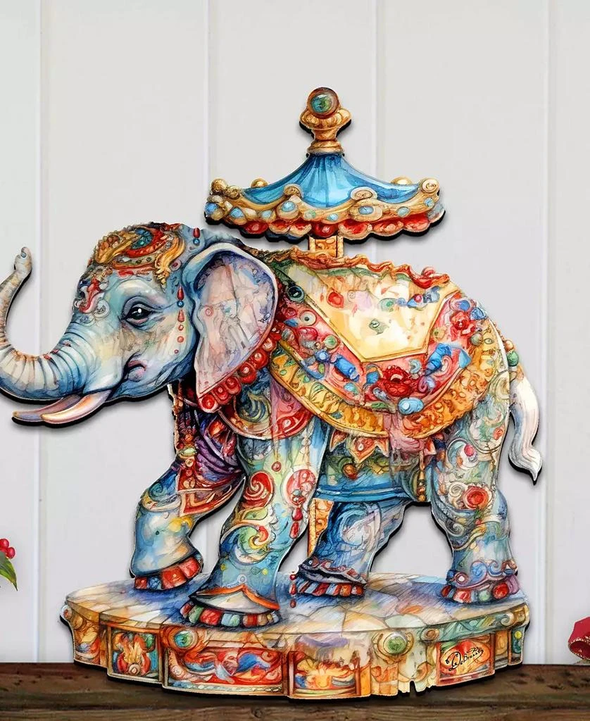 商品Designocracy|Carousel Elephant Christmas Door Decor Wooden Wall Decor G. DeBrekht,价格¥763,第4张图片详细描述