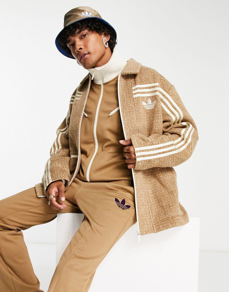 商品 adidas Originals 'adicolor 70s'collared jacket in brown 图