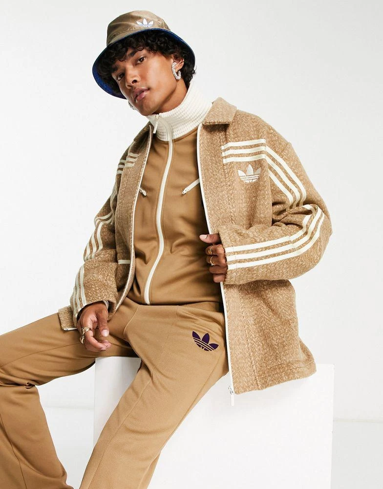 商品Adidas|adidas Originals 'adicolor 70s'collared jacket in brown,价格¥778,第1张图片