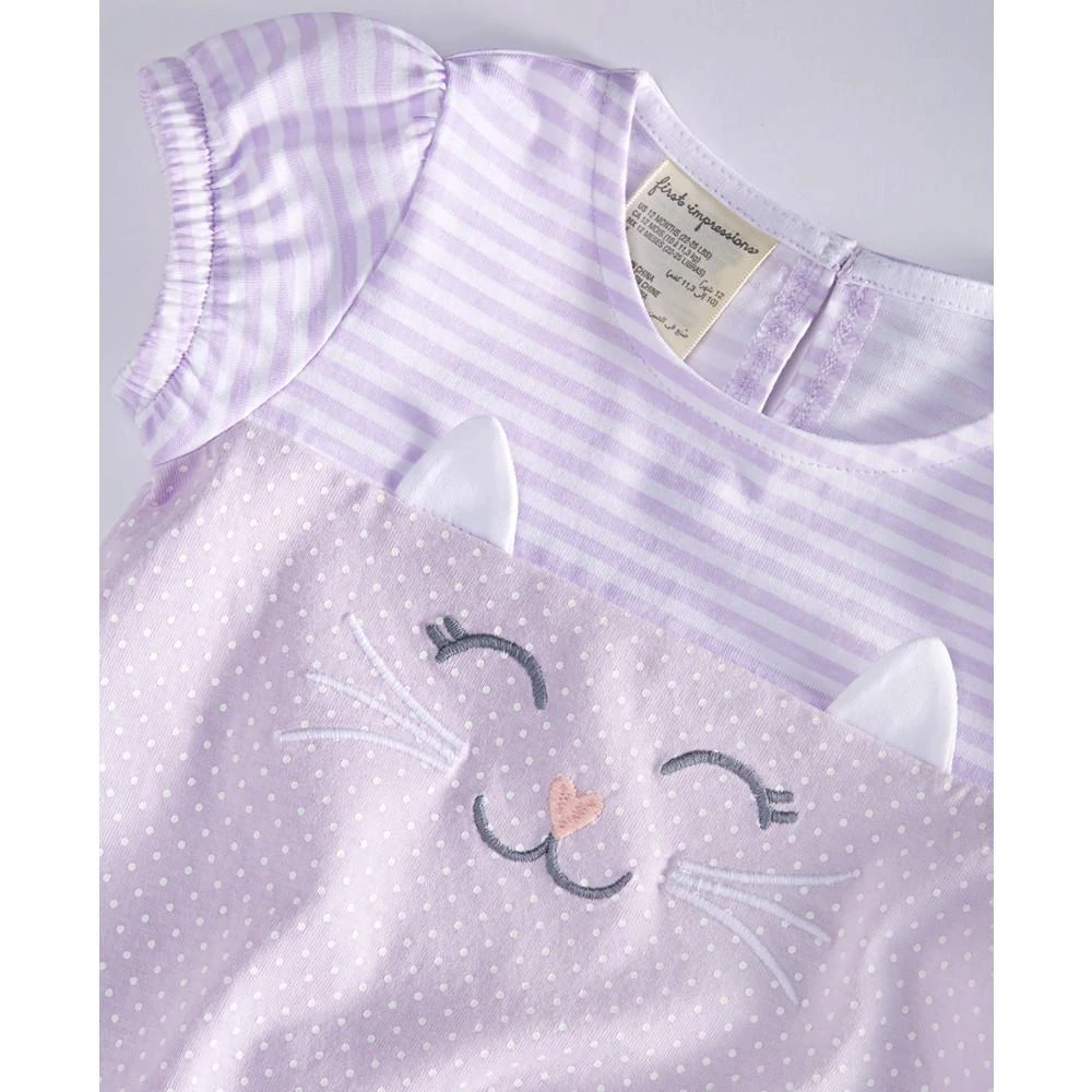 商品First Impressions|Baby Meow Embroidered Cotton Sunsuit, Created for Macy's,价格¥57,第3张图片详细描述