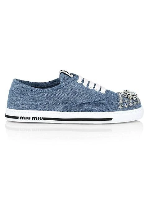 商品Miu Miu|Jeweled-Toe Denim Low-Top Sneakers,价格¥5928,第1张图片