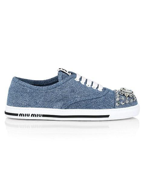 商品Miu Miu|Jeweled-Toe Denim Low-Top Sneakers,价格¥5762,第1张图片