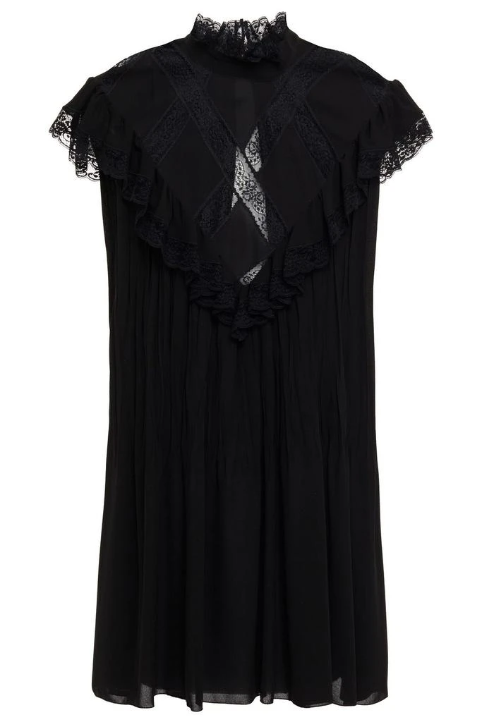 商品PHILOSOPHY di LORENZO SERAFINI|Lace-trimmed ruffled georgette mini dress,价格¥1577,第3张图片详细描述