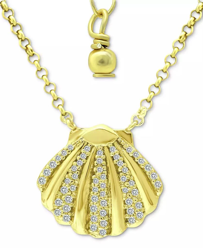 商品Giani Bernini|Cubic Zirconia Clam Shell Pendant Necklace in 18k Gold-Plated Sterling Silver, 16" + 2" extender, Created for Macy's,价格¥281,第1张图片