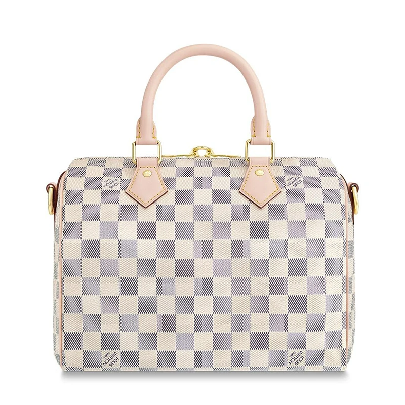 预售10天 Louis Vuitton/路易威登 经典款SPEEDY 25系列 女士蓝白棋盘格帆布饰皮革滚边金扣配可拆卸肩带拉链开合单肩斜挎手提包N41374 商品