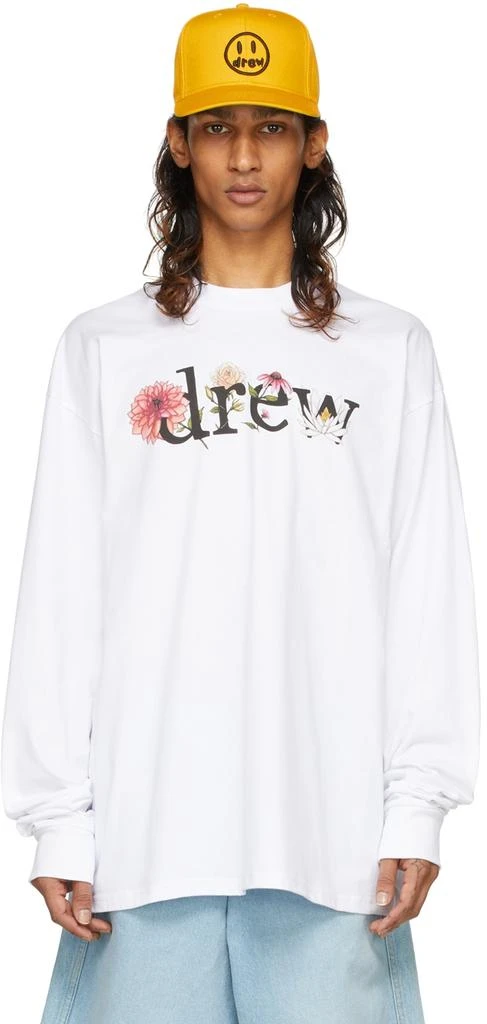 商品Drew House|SSENSE Exclusive White Floral Drew Long Sleeve T-Shirt,价格¥476,第1张图片