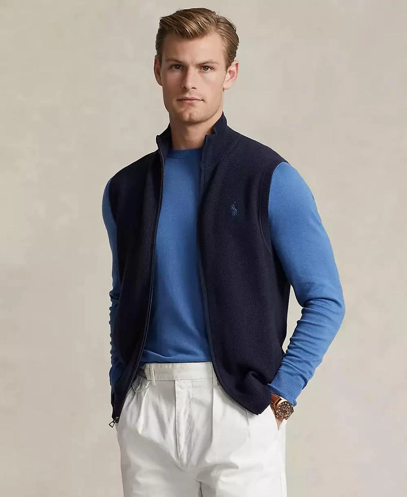 商品Ralph Lauren|Men's Mesh-Knit Cotton Full-Zip Sweater Vest,价格¥961,第1张图片