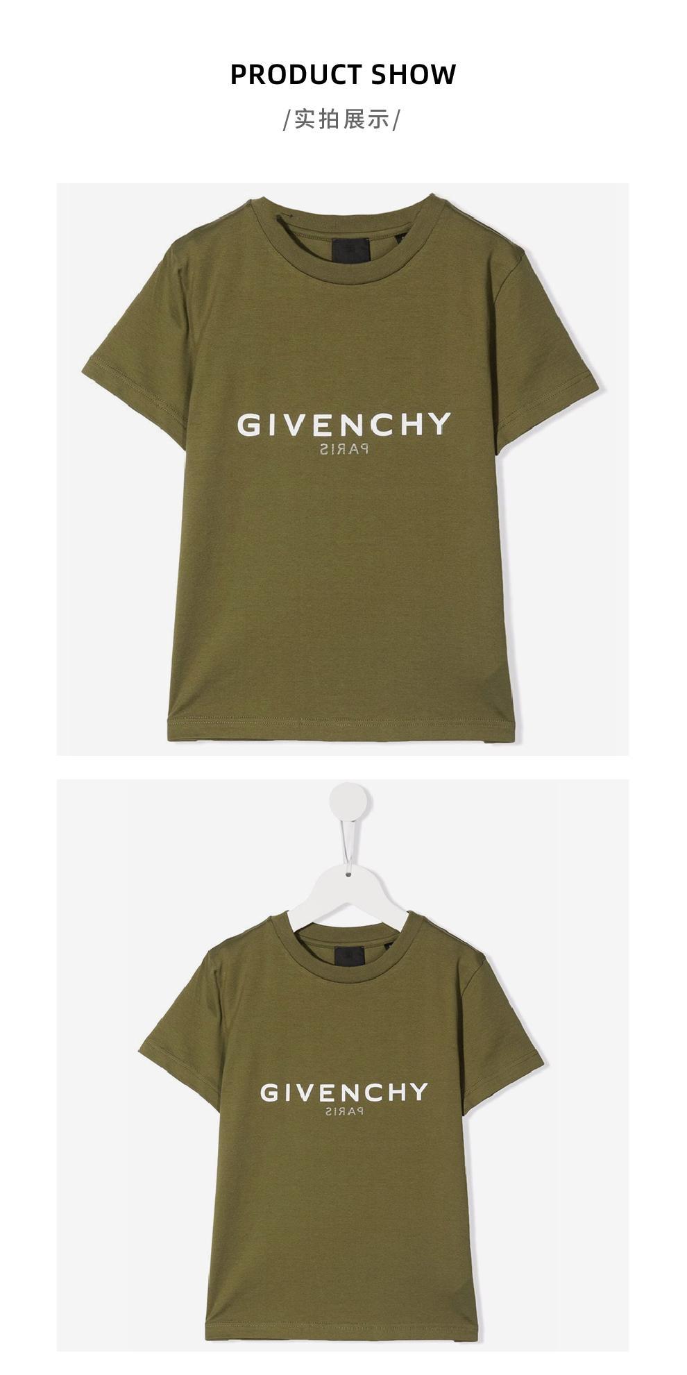 商品Givenchy|大童款 军绿色logo印花T恤【香港仓极速发货】,价格¥1161,第6张图片详细描述