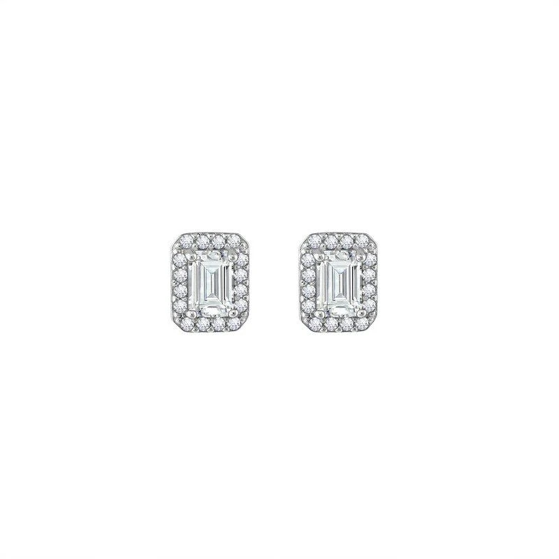 商品Diamonbliss|Emerald Cut Halo Stud Earrings CARAT: 0.5,价格¥220,第2张图片详细描述